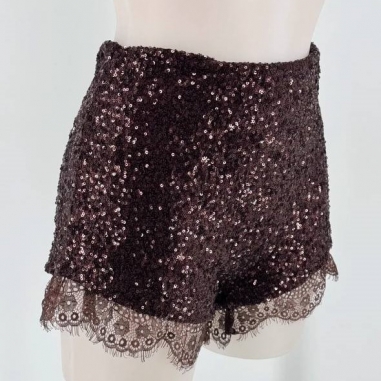 SHORT LENTEJEULAS ENCAJE CHOCO