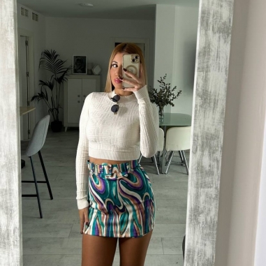 JERSEY GEOMÉTRICO CREMA