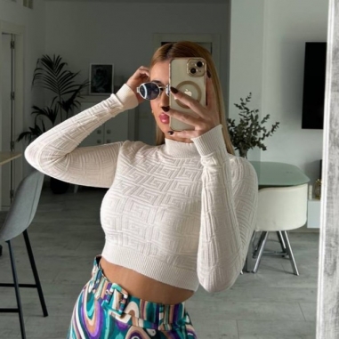 JERSEY GEOMÉTRICO CREMA