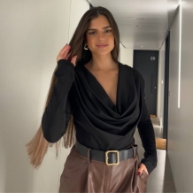 BODY ESCOTE FLUÍDO NEGRO