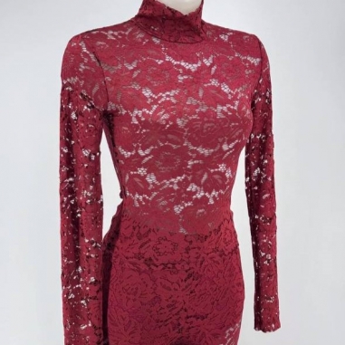 CONJUNTO ENCAJE VINO