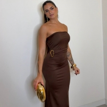 VESTIDO PALABRA DE HONOR CHOCO