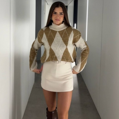 FALDA PANTALÓN CINTURÓN BEIGE