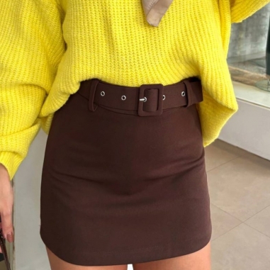 FALDA PANTALÓN CINTURÓN CHOCO