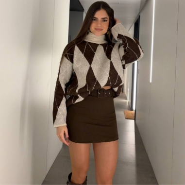 FALDA PANTALÓN CINTURÓN CHOCO