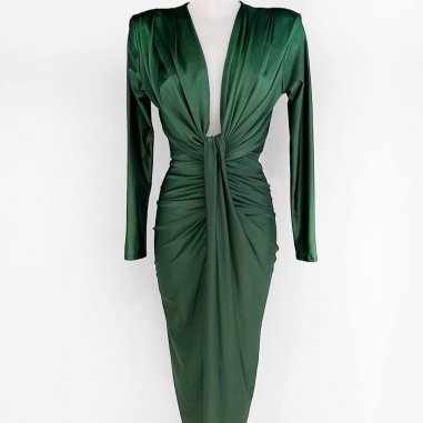 PREVENTA VESTIDO NUDO VERDE BOTELLA