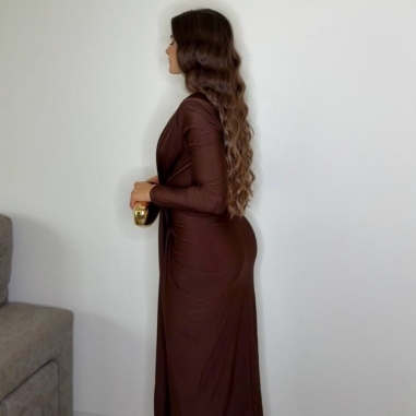 PREVENTA VESTIDO NUDO MANGA CHOCO