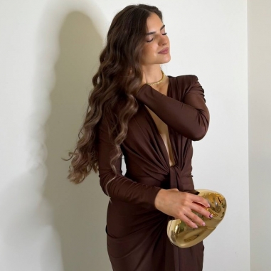 PREVENTA VESTIDO NUDO MANGA CHOCO