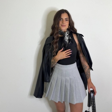 FALDA PANTALÓN TABLAS GRIS