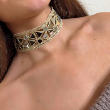 CHOKER ESPEJO DORADO
