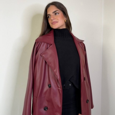 GABARDINA EFECTO PIEL VINO