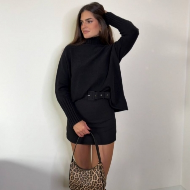 FALDA PANTALÓN CINTURÓN NEGRA