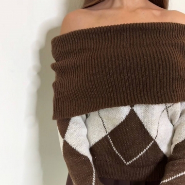 JERSEY ESCOTE BARCO ROMBOS CHOCO