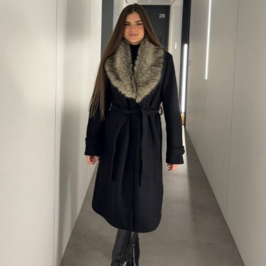 ABRIGO PAÑO PELITO NEGRO