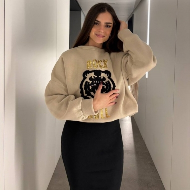 SUDADERA ESTAMPADA CREMA