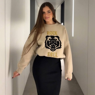 SUDADERA ESTAMPADA CREMA