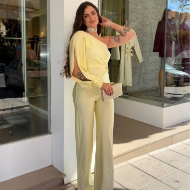 MONO ASIMÉTRICO NUDO AMARILLO