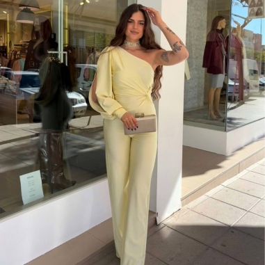 MONO ASIMÉTRICO NUDO AMARILLO