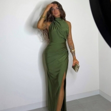 VESTIDO HALTER VERDE OLIVA