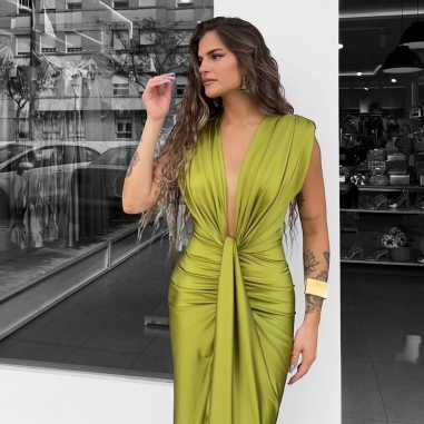 VESTIDO NUDO VERDE AGUACATE