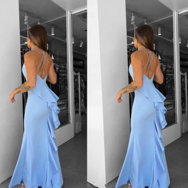 VESTIDO SIRENA CELESTE