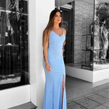 VESTIDO SIRENA CELESTE