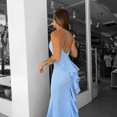 VESTIDO SIRENA CELESTE