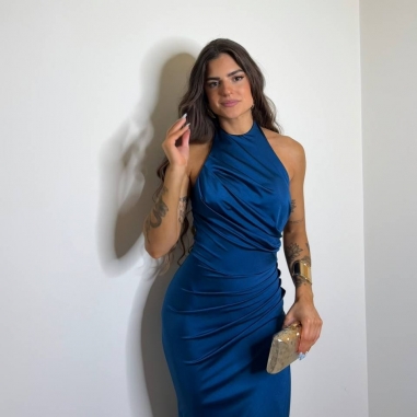 VESTIDO HALTER PETRÓLEO