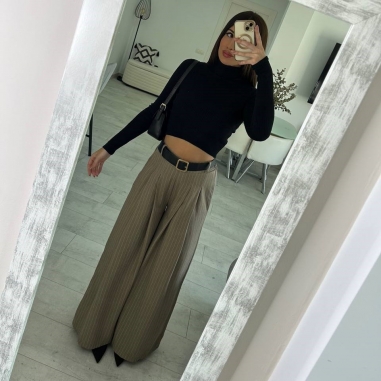PANTALÓN PALAZZO RAYAS TAUPÉ