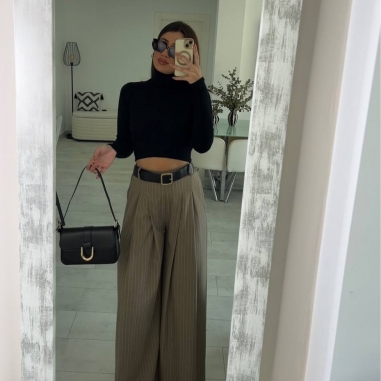 PANTALÓN PALAZZO RAYAS TAUPÉ