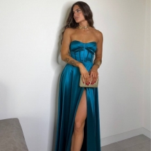 VESTIDO CORSET FLUÍDO PETRÓLEO