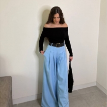 PANTALÓN PALAZZO RAYAS CELESTE