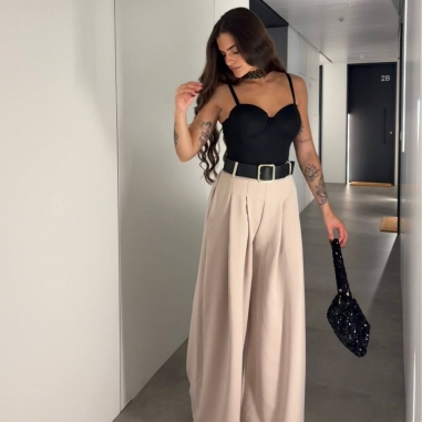 PANTALÓN PALAZZO CREMA