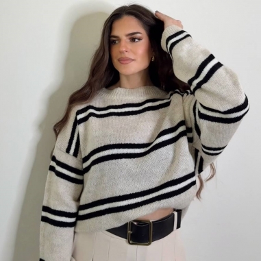 JERSEY OVER RAYAS CREMA