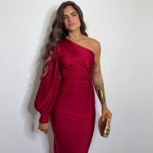 VESTIDO ASIMÉTRICO NUDO VINO 2