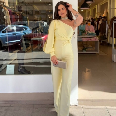 MONO ASIMÉTRICO NUDO AMARILLO...