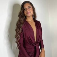 VESTIDO NUDO MANGA BURDEOS 2