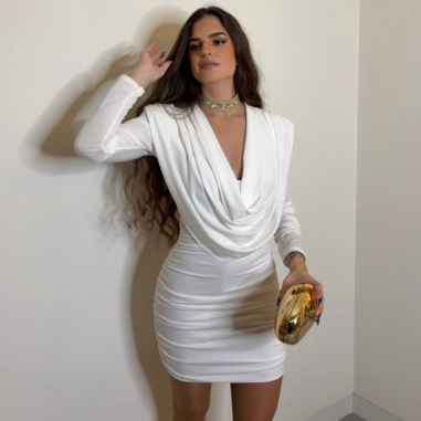 VESTIDO ESCOTE FLUÍDO BLANCO