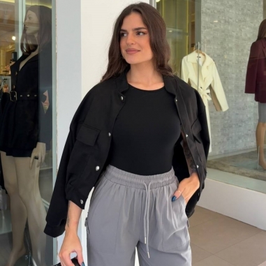 CHAQUETA BOMBER ANTELINA NEGRA