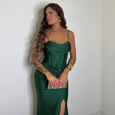 PREVENTA VESTIDO CORSET VERDE BOTELLA