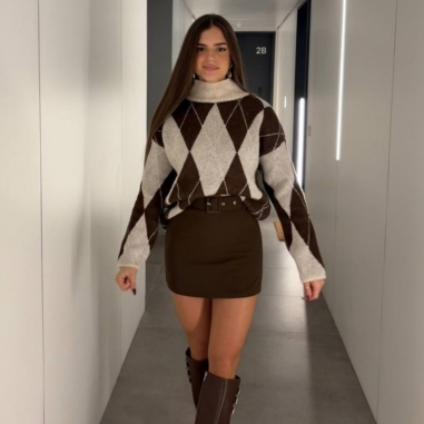 PREVENTA FALDA PANTALÓN CINTURÓN CHOCO