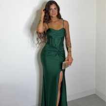 VESTIDO CORSET NUDO VERDE...