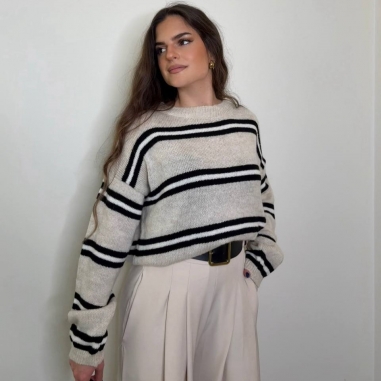 JERSEY OVER RAYAS CREMA