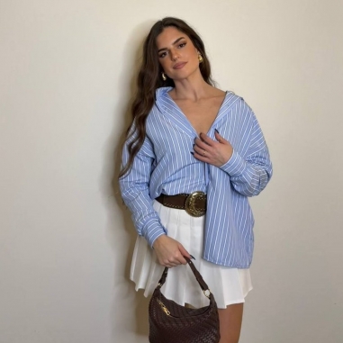 CAMISA RAYAS CELESTE