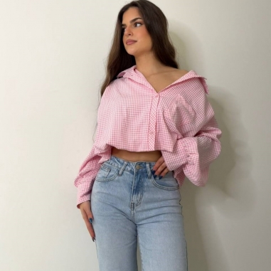 CAMISA CROPPED CUADRITOS ROSITA
