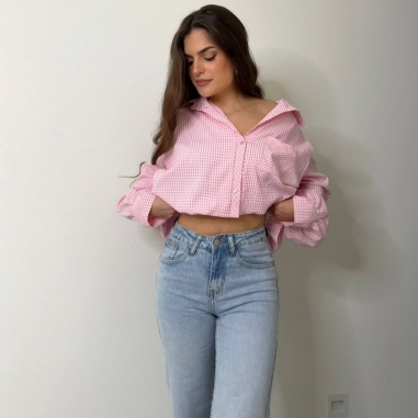 CAMISA CROPPED CUADRITOS ROSITA
