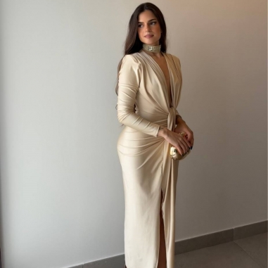 VESTIDO NUDO MANGA CHAMPÁN