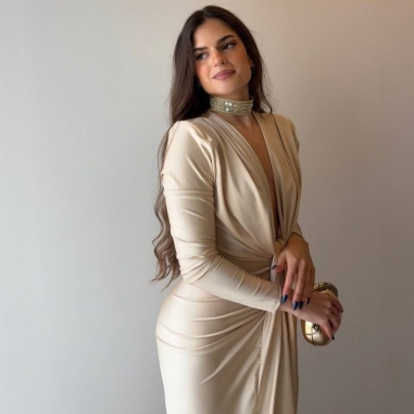 VESTIDO NUDO MANGA CHAMPÁN