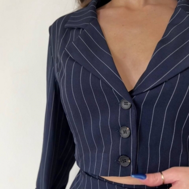 CONJUNTO TRAJE RAYAS MARINO