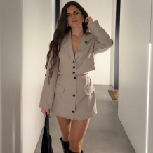 CONJUNTO TRAJE RAYAS TAUPÉ